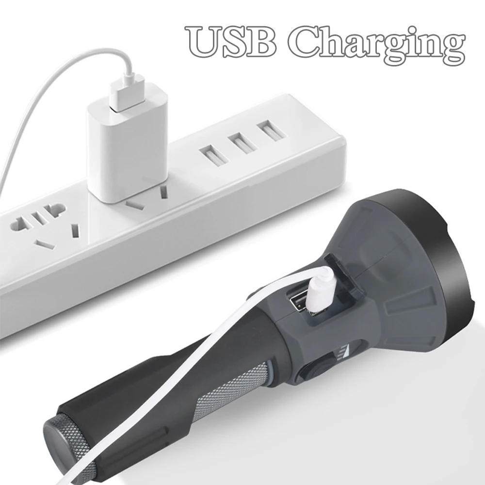 הכי חזק LED פנס בנק כוח פונקציה נטענת USB פנס עמיד למים לפיד פנס טקטי התמונה 3