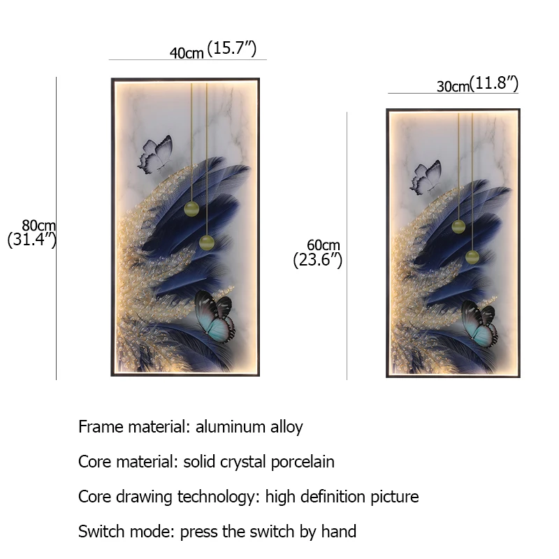ULANI מודרניים מנורות קיר נוצה להבין LED מנורות מלבן ציור אור יצירתי הביתה במעבר התמונה 5
