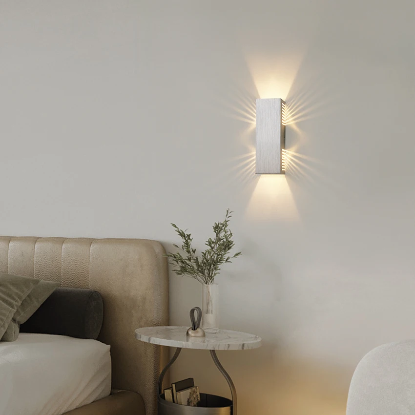 מודרני LED 9W יצירתי מקורה מנורת קיר מינימליסטי סלון, חדר שינה למסדרון-תאורה קישוט כסוף אלומיניום מנורת קיר התמונה 4