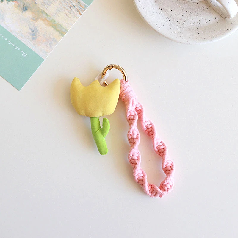 יצירתי, צבעוני תליון פרח מחזיקי מפתחות בנות חמוד צמיד הצמיד טלפון נייד אנטי-אובדן מים נשים קסמי שקיות תליון התמונה 2
