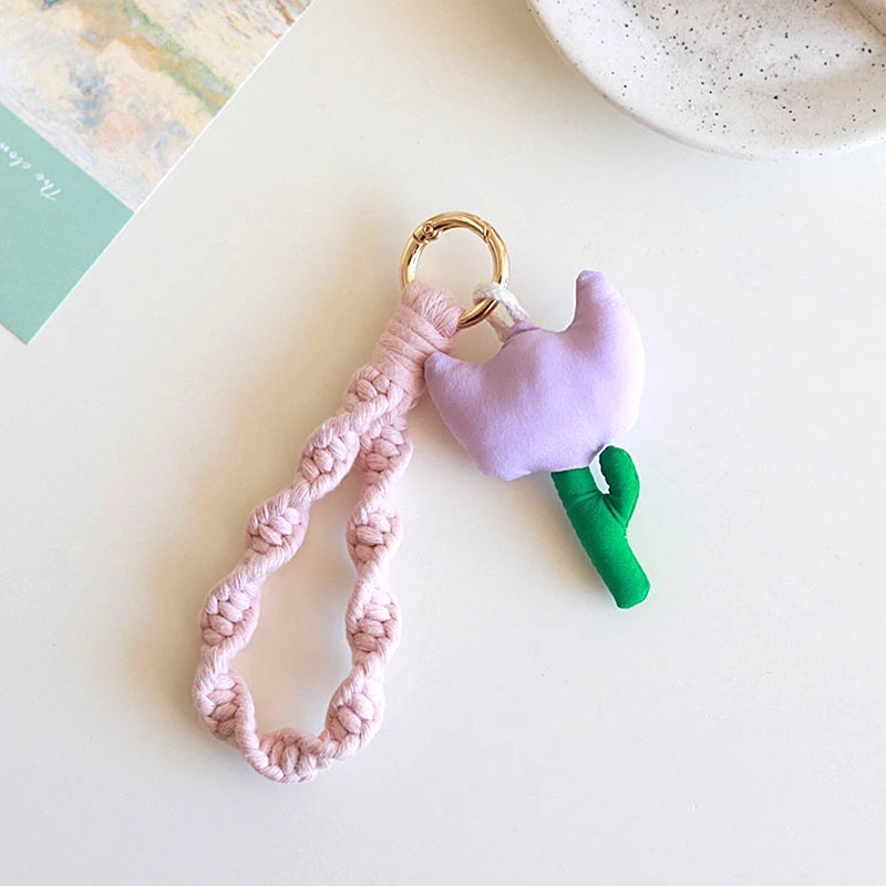 יצירתי, צבעוני תליון פרח מחזיקי מפתחות בנות חמוד צמיד הצמיד טלפון נייד אנטי-אובדן מים נשים קסמי שקיות תליון התמונה 3