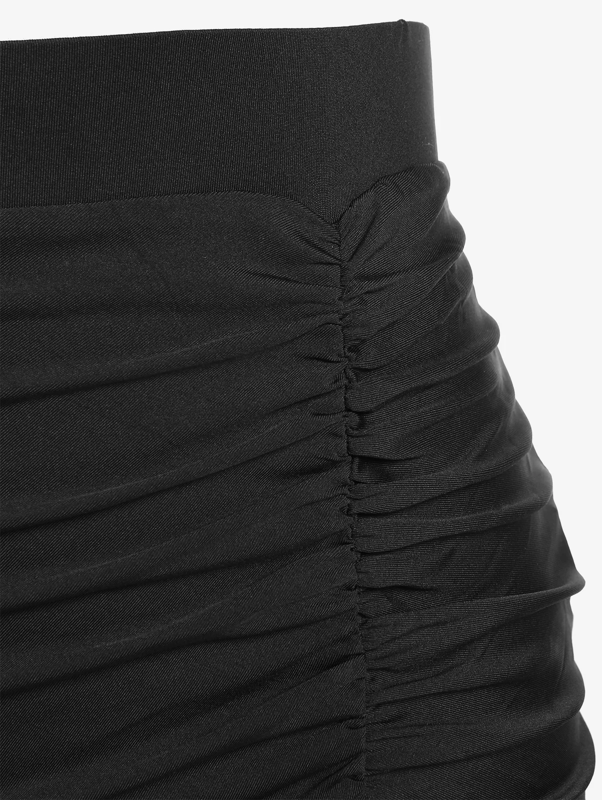 ROSEGAL שחור אלגנטי Ruched תחרה מכפלת החצאית בתוספת גודל של נשים לחיים Bodycon באורך הברך חצאיות התמונה 4