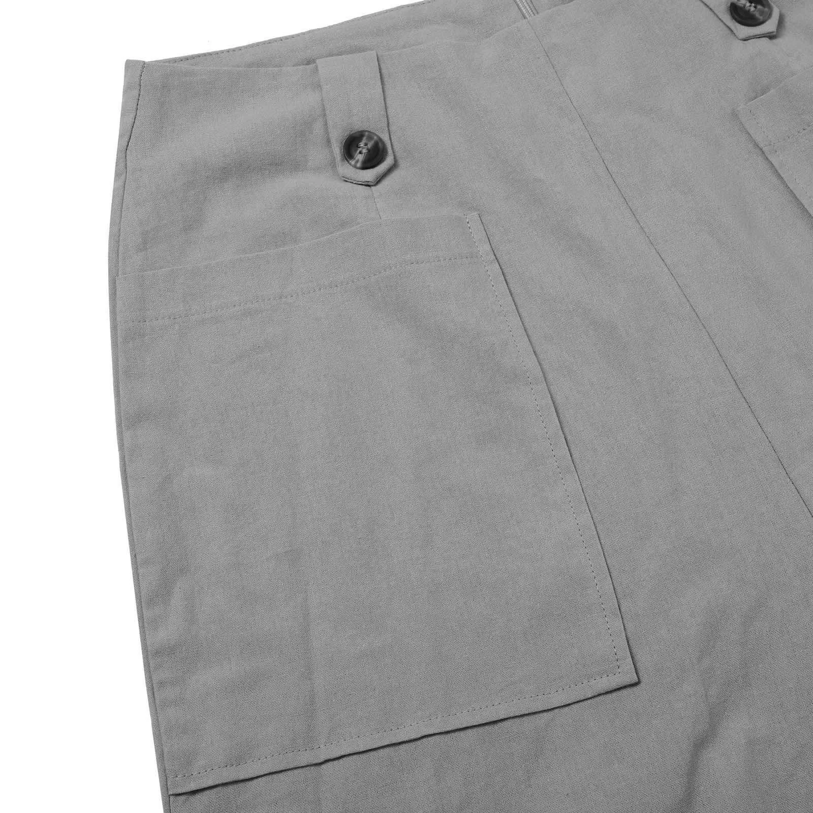 מזדמנים מכנסיים נשים סתיו תלבושות Soild כפתור מכנסיים קצוצים גבוהה המותניים רוכסן רחב הרגל מכנסיים לאישה בגדים מכנסיים התמונה 4