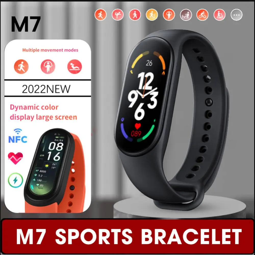 M7 שעון חכם גברים, נשים, Smartband קצב הלב Smartwatch כושר גשש לחץ דם ספורט חכם צמיד להקה 7 התמונה 3