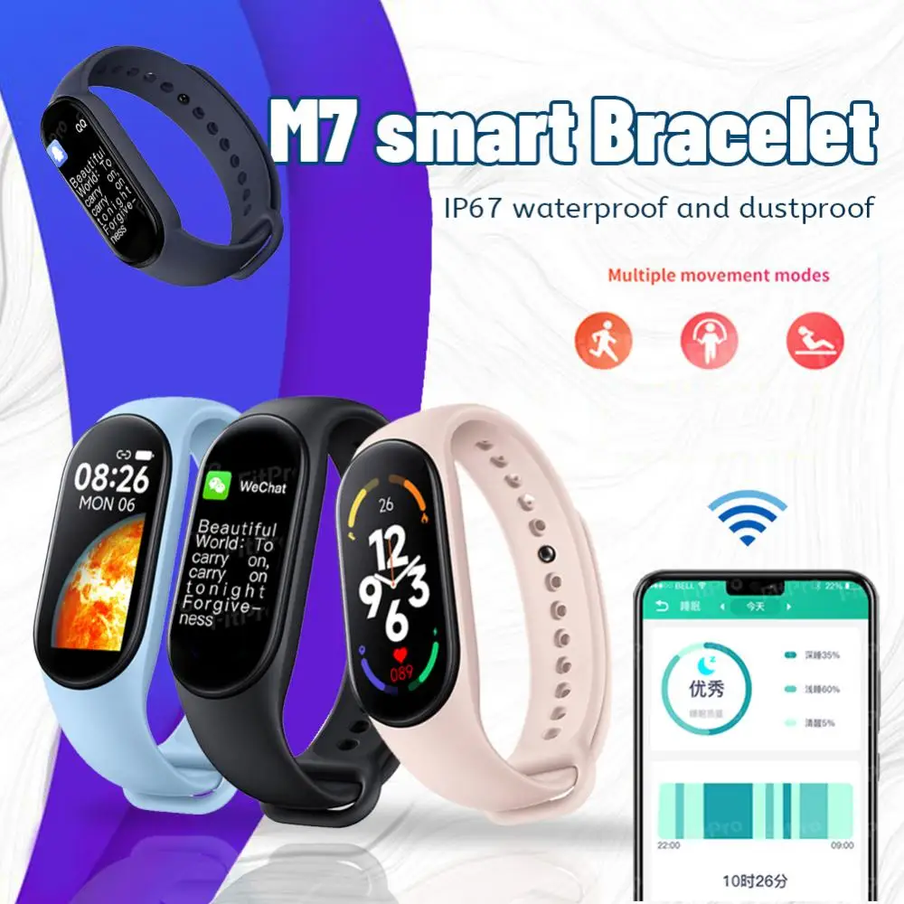 M7 שעון חכם גברים, נשים, Smartband קצב הלב Smartwatch כושר גשש לחץ דם ספורט חכם צמיד להקה 7 התמונה 4