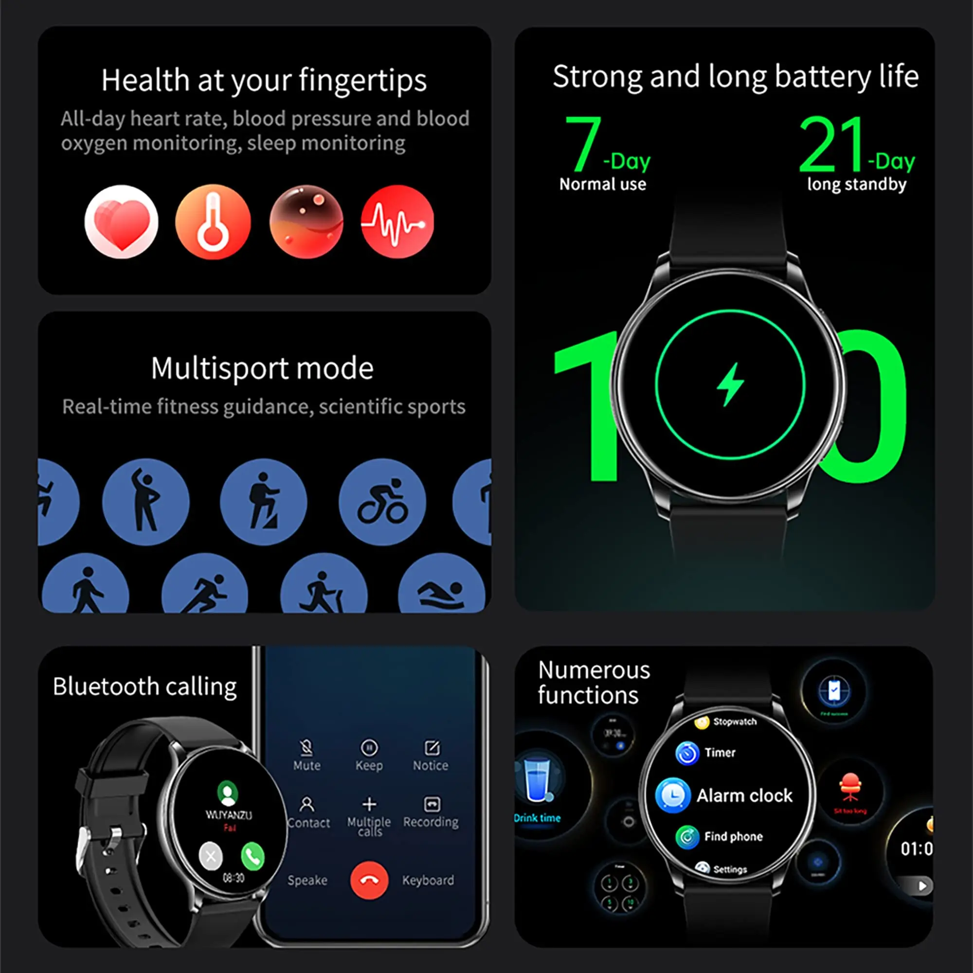 Bluetooth לקרוא שעון חכם של נשים בריאות Smartwatch גברים נשים אנדרואיד iOS בנים כושר תפקוד גשש לפקח על קצב לב התמונה 1