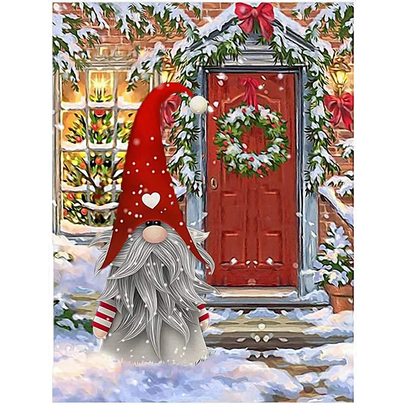 חג המולד יהלום ציור ערכות למבוגרים - 5D יהלום אמנות חג המולד Gnome אמנות יהלומים ציור קיר בעיצוב הבית התמונה 0