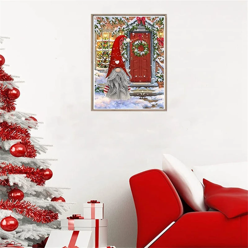 חג המולד יהלום ציור ערכות למבוגרים - 5D יהלום אמנות חג המולד Gnome אמנות יהלומים ציור קיר בעיצוב הבית התמונה 4