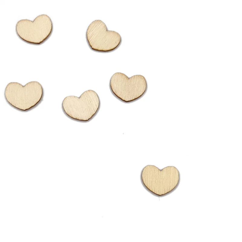 100pcs בצורת לב עשוי עץ פרוסות מלאכה קישוטים חתיכות עץ ידנית אביזרים מעץ לבבות על מלאכת DIY אמנות התמונה 1
