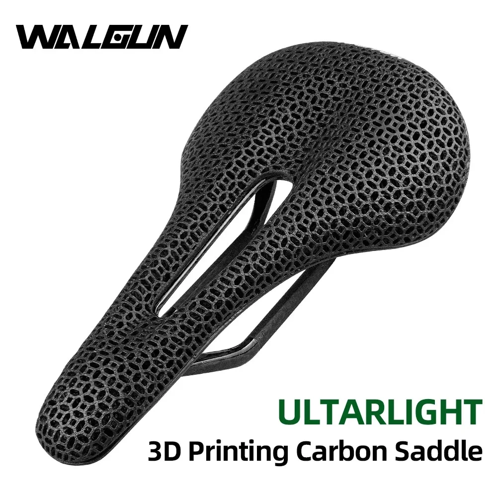 Walgun 3D מודפס אופניים אוכף,האולטרה מלא סיבי פחמן,מושב נוח לנשימה חלול,MTB אופני כביש אוכף מושב חלקים התמונה 5