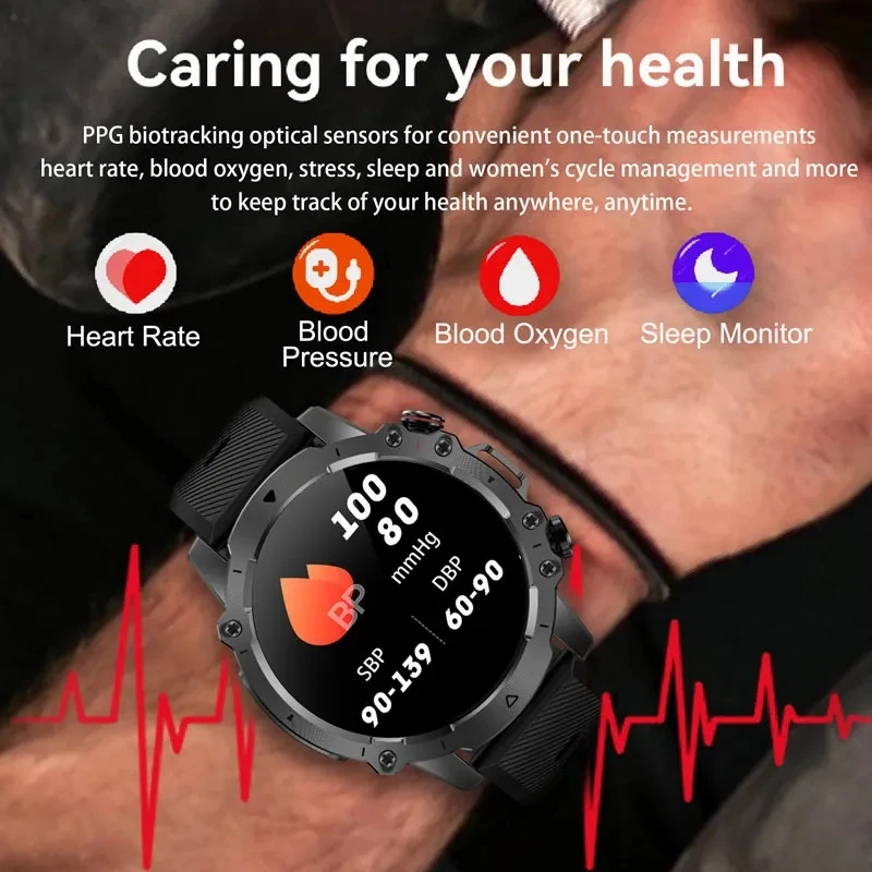 גברים שעון חכם בריא לפקח ספורט כושר Watches1.43 אינץ מסך HD Bluetooth שיחה Smartwatch מתאים עבור אנדרואיד IOS 2023 התמונה 2