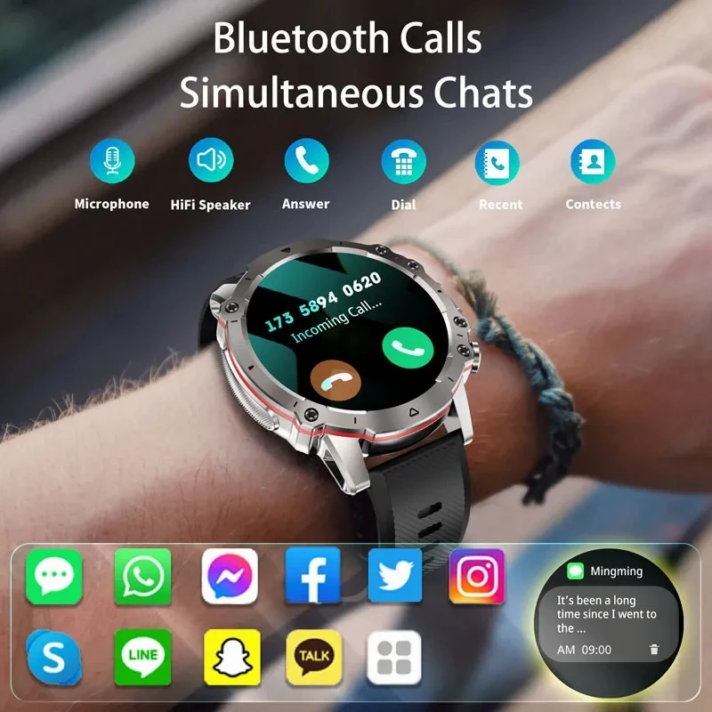 גברים שעון חכם בריא לפקח ספורט כושר Watches1.43 אינץ מסך HD Bluetooth שיחה Smartwatch מתאים עבור אנדרואיד IOS 2023 התמונה 4