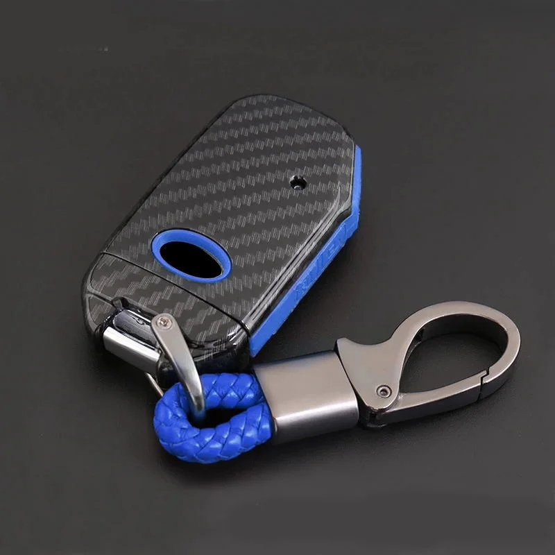 ABS מעטפת סיבי פחמן+כיסוי סיליקון מרחוק מחזיק מפתחות Fob Case&מחזיק מפתחות עבור Kia Sportage R 2018 התמונה 3