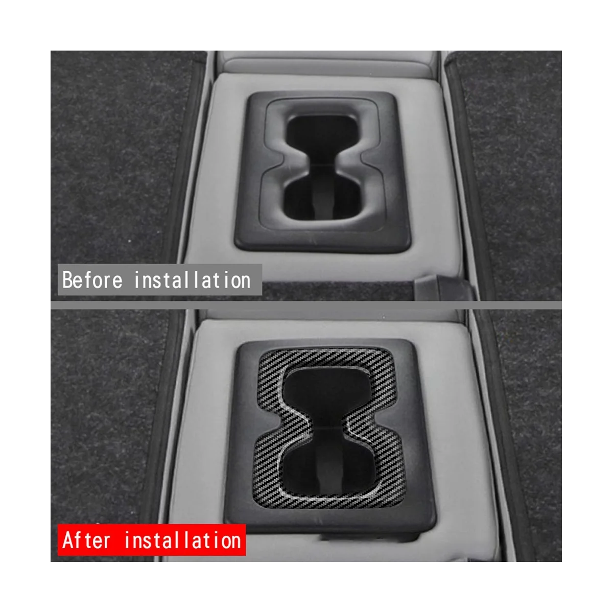 עבור מיצובישי נוכרי 2022 2023 פנים המכונית בסיבי פחמן האחורי המושב האחורי מים לכוס פנל קישוט לקצץ מסגרת התמונה 3