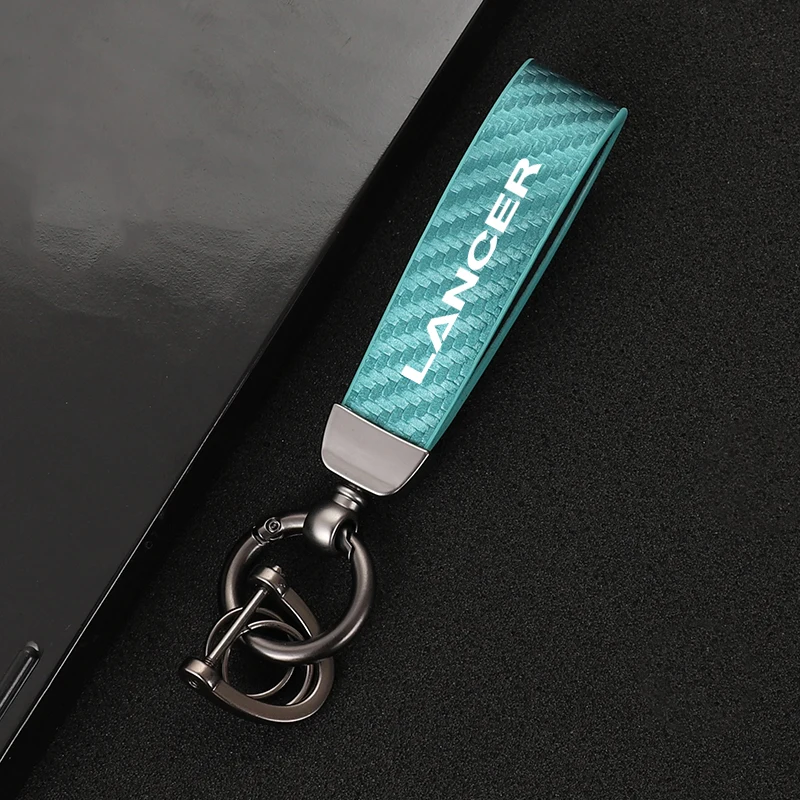 הרכב סיבי פחמן עור חבל Keychain מפתח טבעת עבור מיצובישי לנסר אביזרי רכב התמונה 4