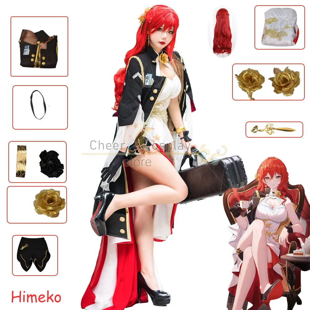 Honkai כוכב רכבת Cosplay תלבושות משחק Honkai Himeko Cosplay תלבושות סקסיות שמלת ערב לאישה אדום אבזם Cospaly הפאה התמונה 0