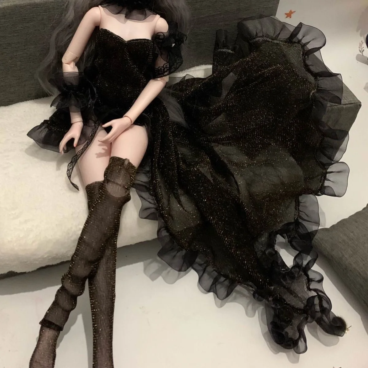 אופנה 1/3 BJD בגדי בובה, סקסית שחורה נגרר להחליק השמלה, פשוט ונדיב חצאית משלוח חינם התמונה 2