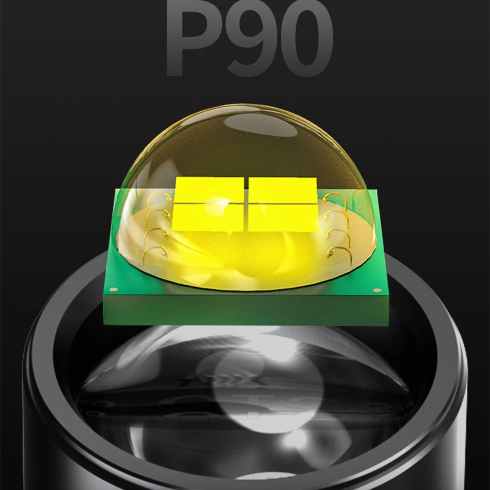 סופר מבריק P90 פנס LED נטענת USB פנס עמיד למים לפיד עובד אור Emergenct אור עם וו אהיל התמונה 1