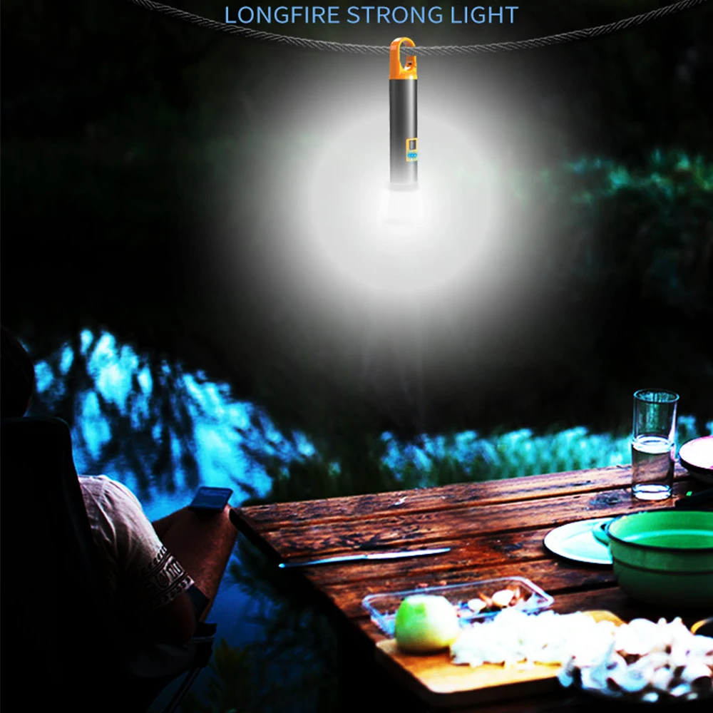 סופר מבריק P90 פנס LED נטענת USB פנס עמיד למים לפיד עובד אור Emergenct אור עם וו אהיל התמונה 2