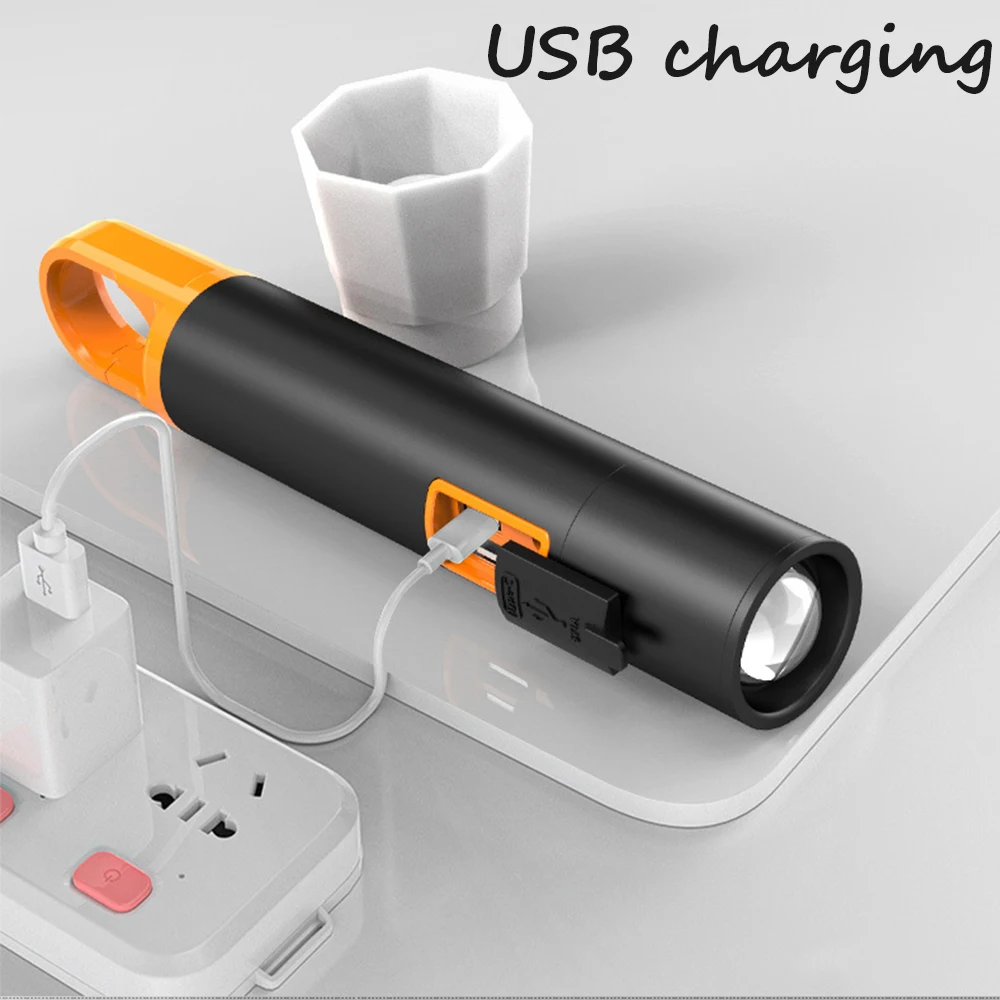 סופר מבריק P90 פנס LED נטענת USB פנס עמיד למים לפיד עובד אור Emergenct אור עם וו אהיל התמונה 3