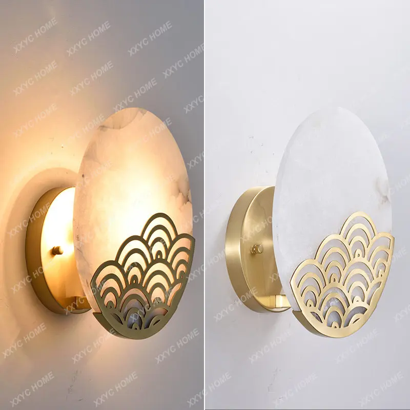 נחושת מנורת קיר המנורה בסלון יצירתי Tongshan מעצב הפוסט-מודרני שינה המעבר מנורות התמונה 2