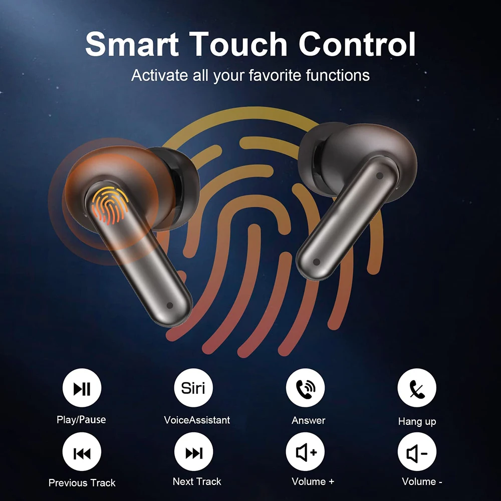 Weofly i35 TWS אלחוטית Bluetooth אוזניות ANC Hi-Fi סטריאו 13mm נהג אוזניות עם 4-מיקרופון ENC חכם בקרת מגע אוזניות התמונה 4