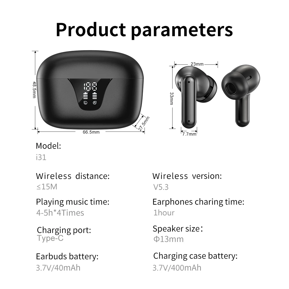 Weofly i35 TWS אלחוטית Bluetooth אוזניות ANC Hi-Fi סטריאו 13mm נהג אוזניות עם 4-מיקרופון ENC חכם בקרת מגע אוזניות התמונה 5