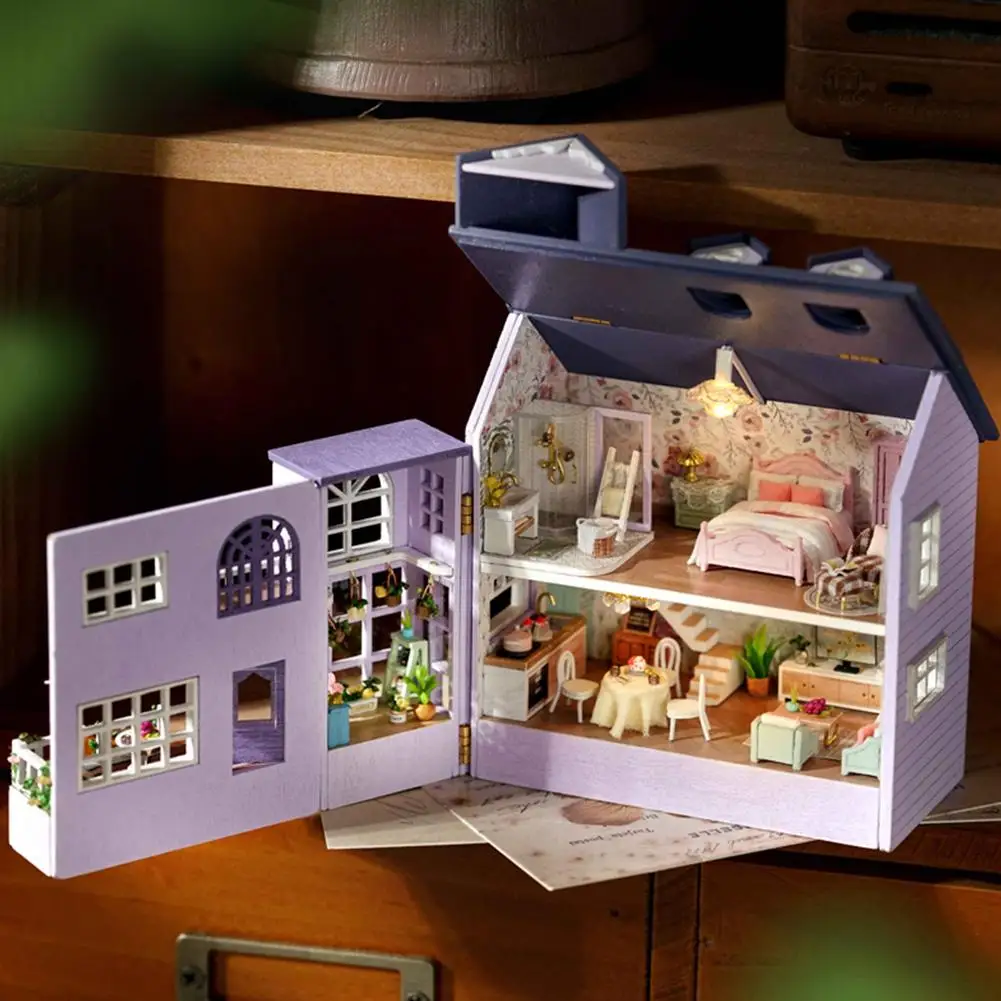 חדשות Diy עץ מיניאטורי ערכת בניין בתים עם ריהוט אור Molan מיני Casa בעבודת יד צעצועים עבור בנות מתנות J3j6 התמונה 0