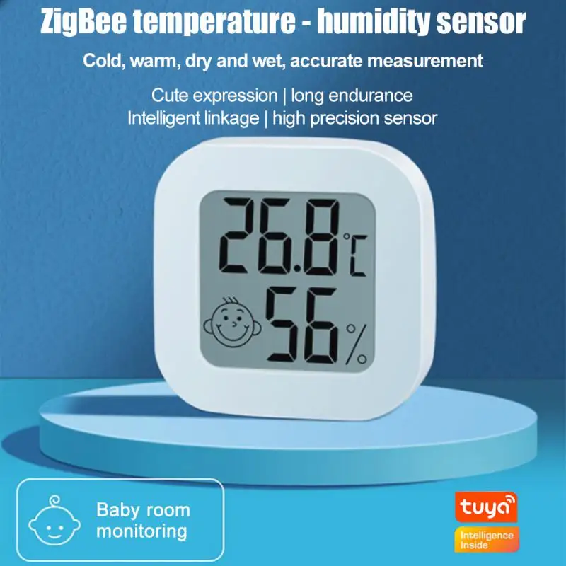 Tuya חכם ZigBee מדחום בבית מקורה טמפרטורה ולחות חיישן עם תצוגת LCD אפליקציה שליטה קולית אלקסה הבית של Google התמונה 5