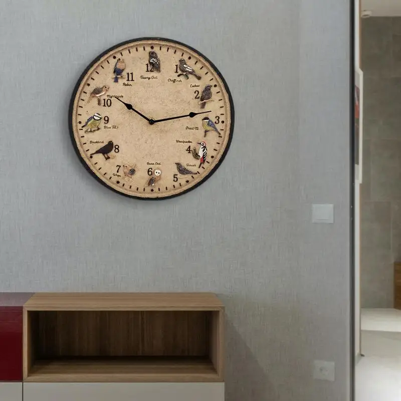 גן שעון בסגנון אירופאי שעון עם מד חום 12in דקורטיביים שעון רטרו מופעל על סוללה עבור סלון, חדר אמבטיה גן התמונה 2