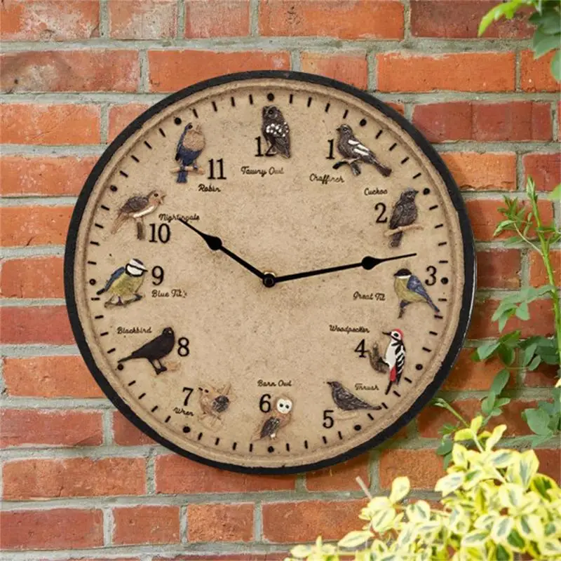 גן שעון בסגנון אירופאי שעון עם מד חום 12in דקורטיביים שעון רטרו מופעל על סוללה עבור סלון, חדר אמבטיה גן התמונה 4
