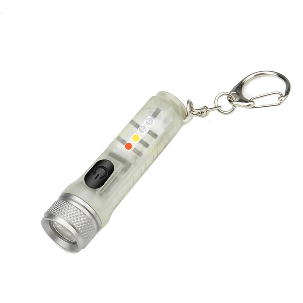 מיני מחזיק מפתחות לפיד נטענת USB LED אור עמיד למים פנס עם אבזם התמונה 4